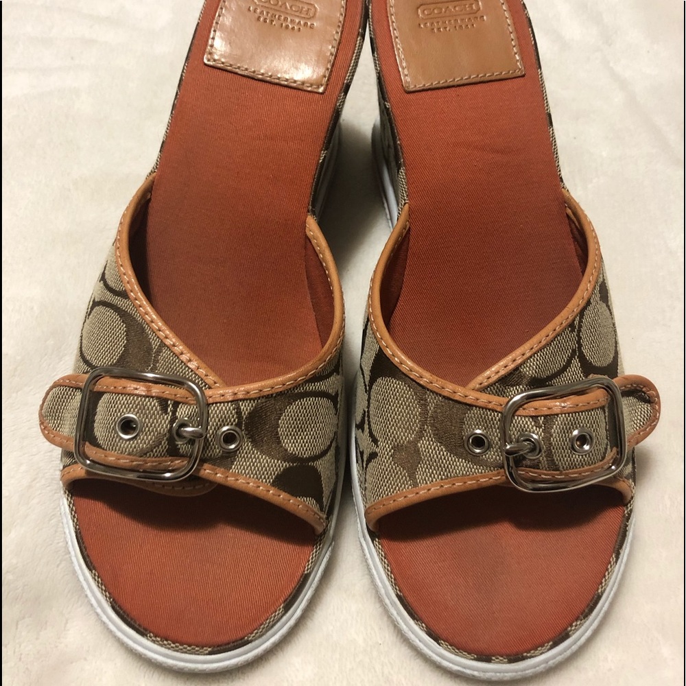Coach size 10 alyssa logo wedge sandals